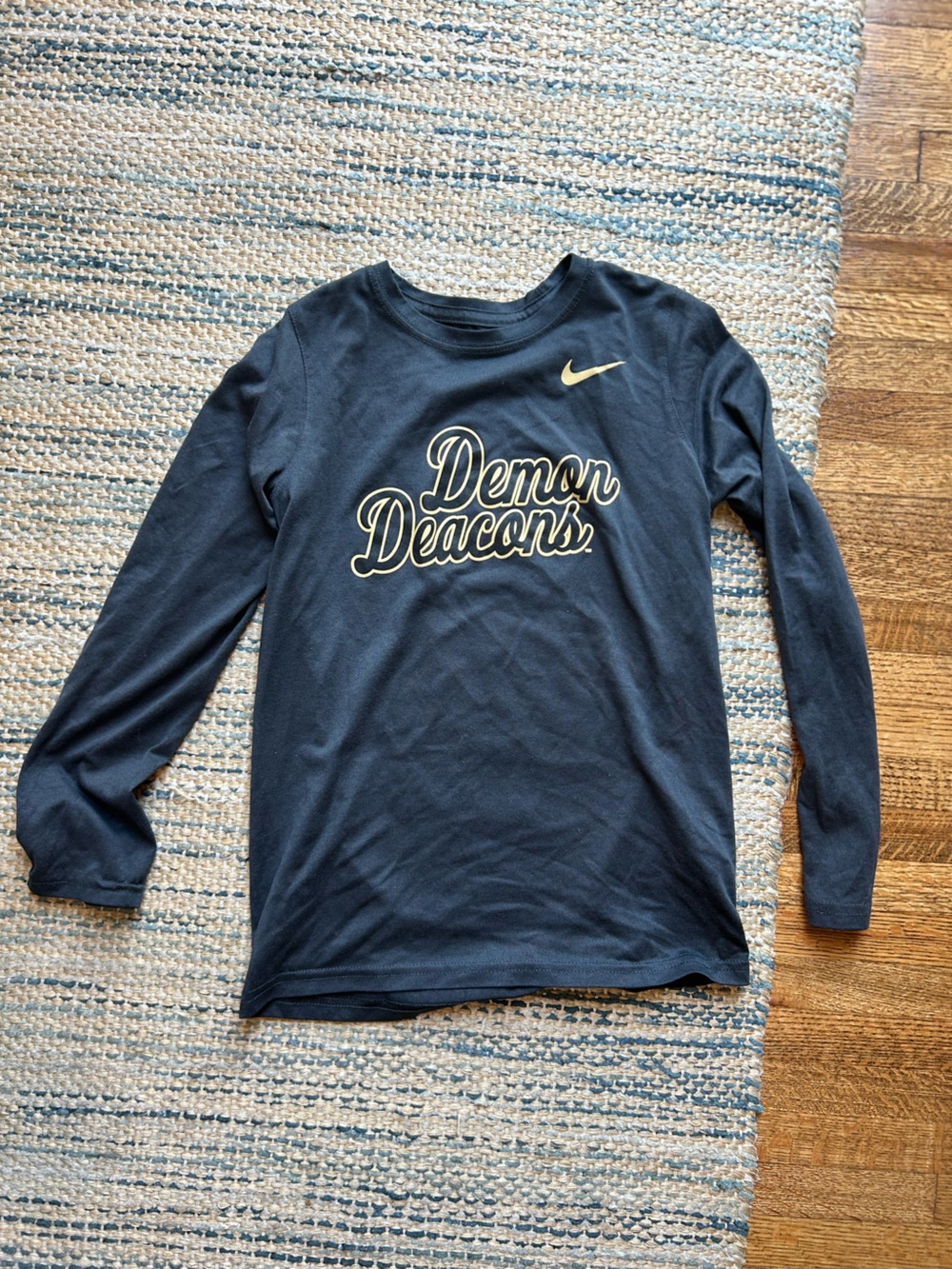 Nike black Long Sleeve 'Demon Deacons' Crew Tee with Gold Script
